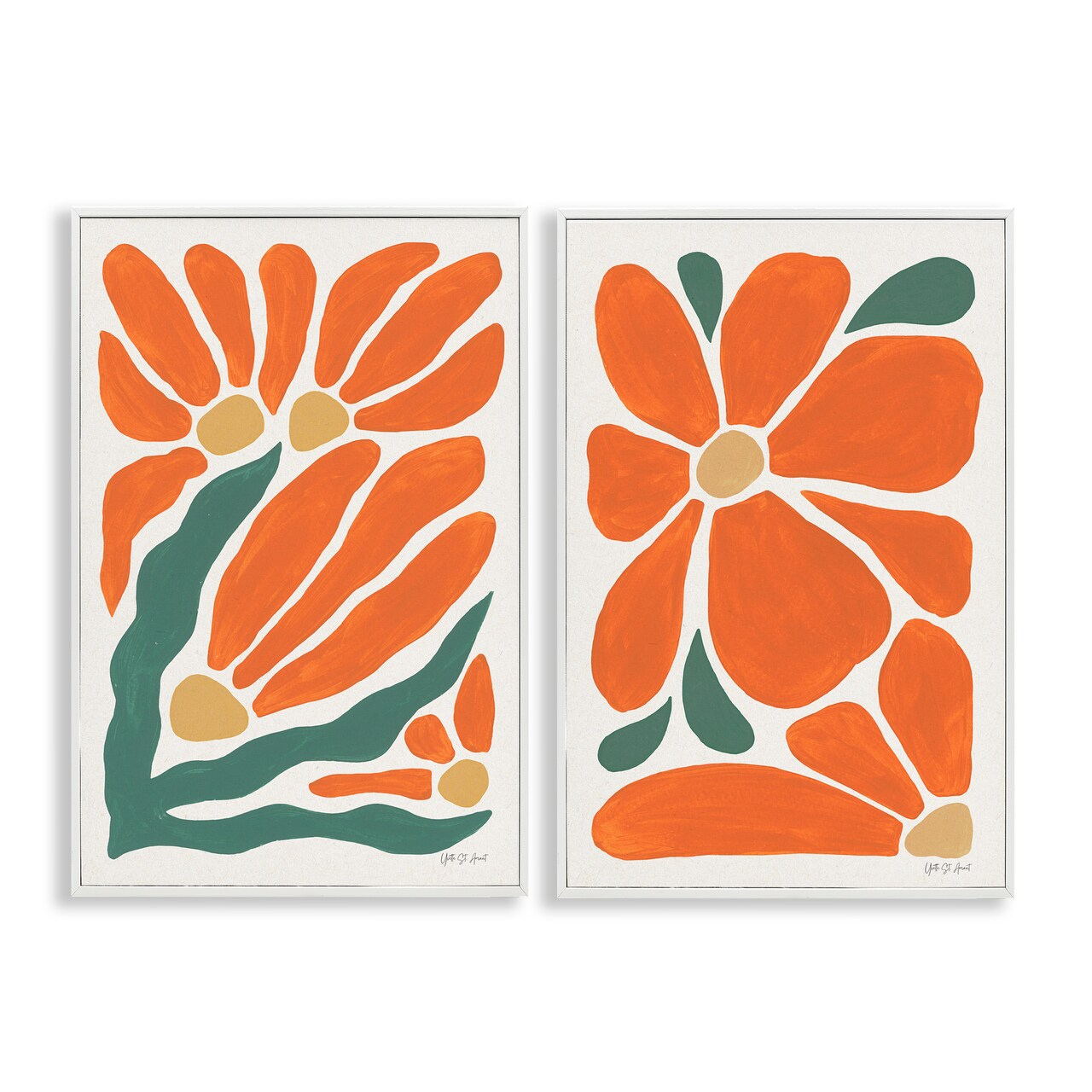 Stupell Industries Midcentury Flower Abstracts 2pc Framed Giclee Set, design by Yvette St. Amant